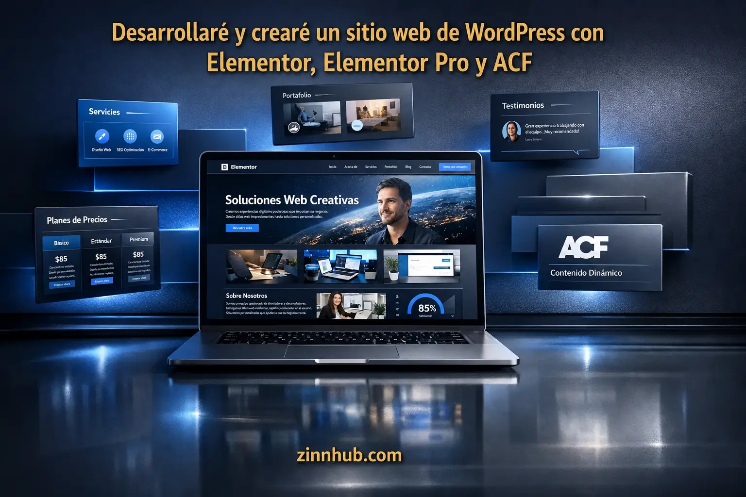 Desarrollar&eacute; y crear&eacute; un sitio web de WordPress con Elementor, Elementor Pro y ACF 1 Zinn Hub