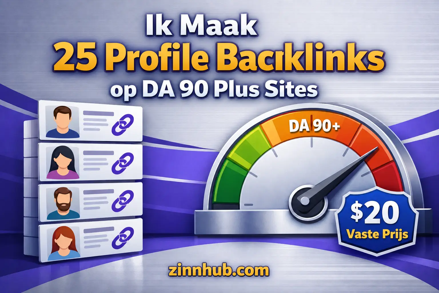 Ik zal 25 profielbacklinks op DA 90 plus sites cre&euml;ren