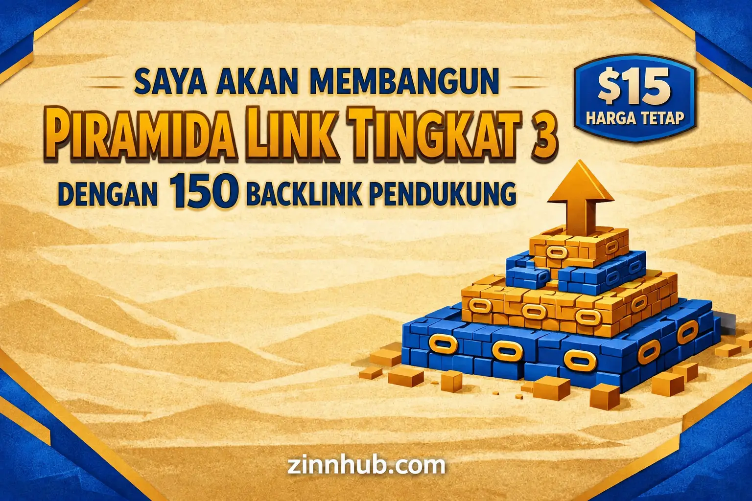 Saya akan membangun piramida tautan 3 tingkat dengan 150 backlink pendukung