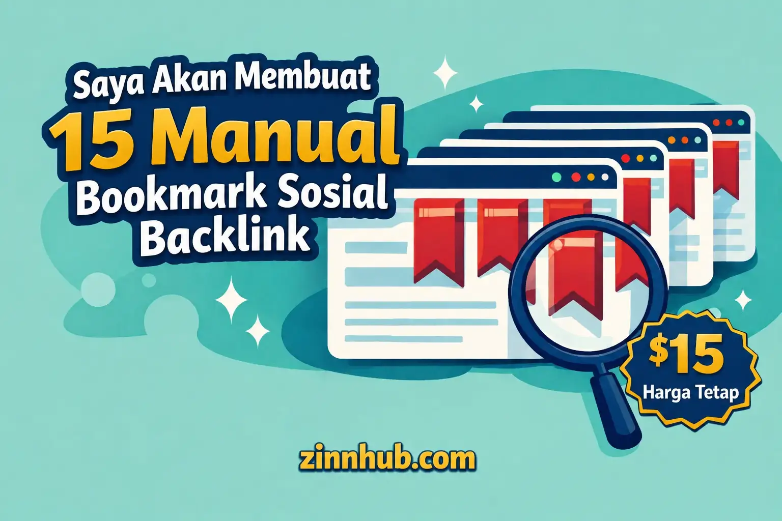 Saya akan membuat 15 backlink bookmark sosial manual