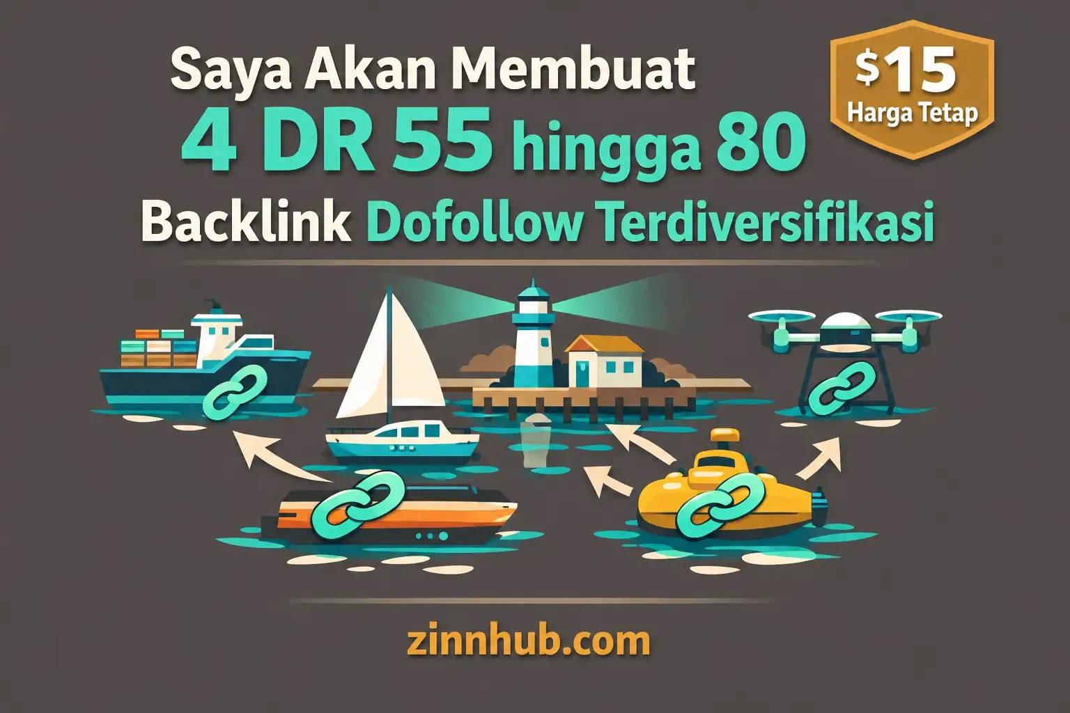 Saya akan membangun 4 DR 55 hingga 80 backlink dofollow yang beragam
