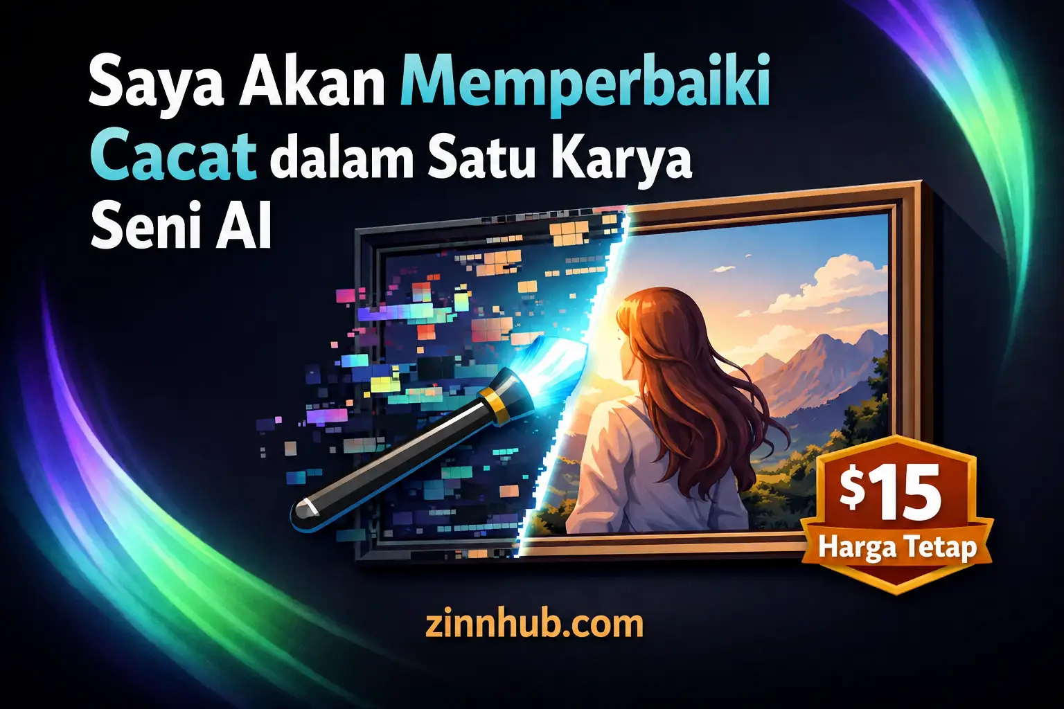 Saya akan memperbaiki kekurangan dalam satu karya seni yang dihasilkan AI