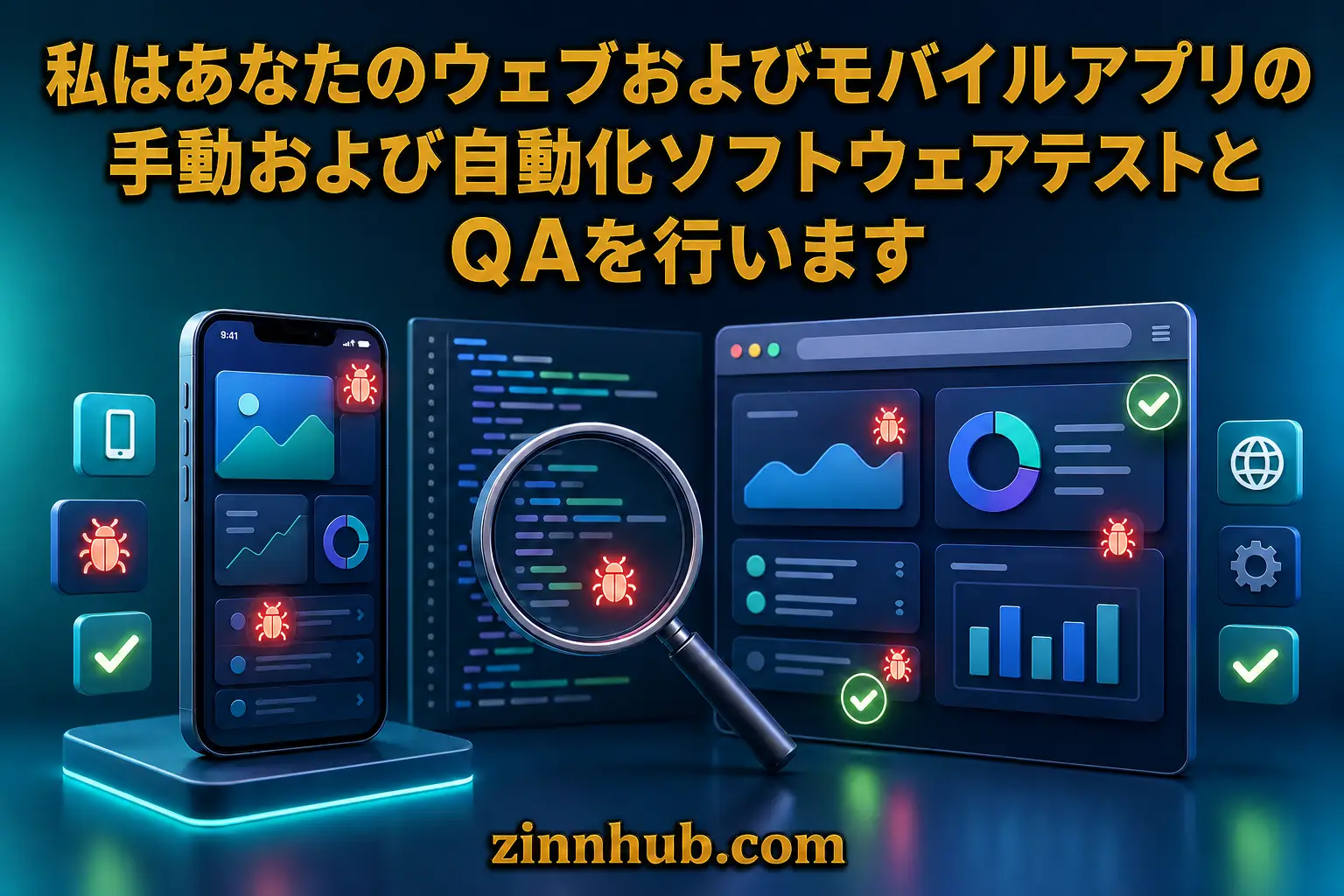 ウェブアプリとモバイルアプリの手動およびオートメーションソフトウェアテストとQAを実施します