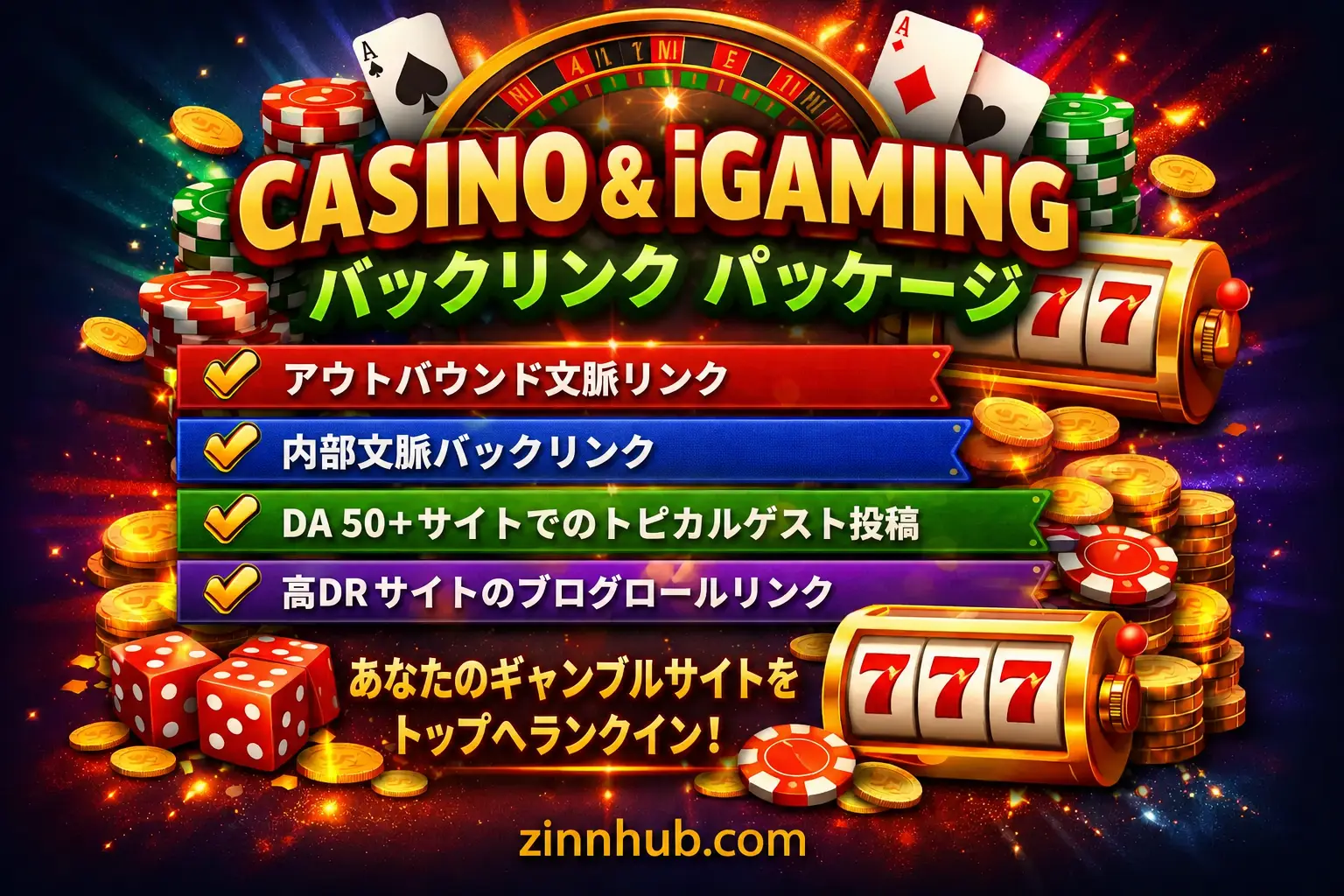 カジノ＆iGaming SEOバックリンク &mdash; フルハウスランキングパッケージ