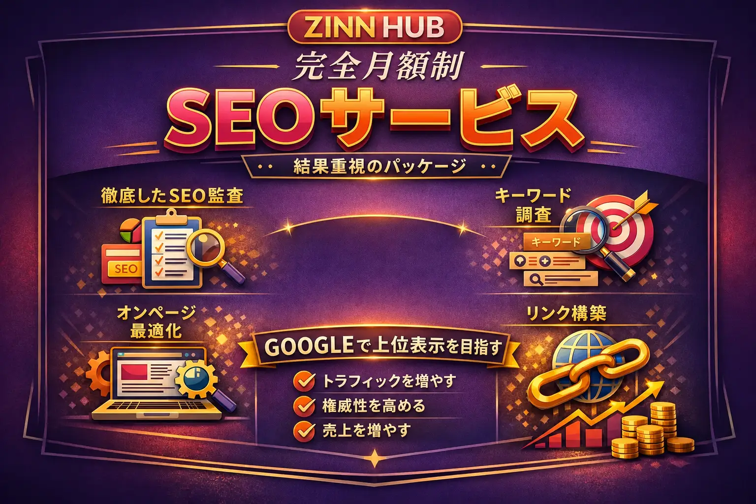 結果重視のパッケージで完全な月次SEOサービスを提供
