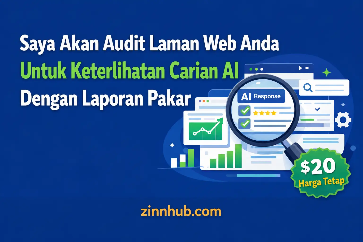 Saya akan mengaudit laman web anda untuk keterlihatan carian AI dengan laporan pakar