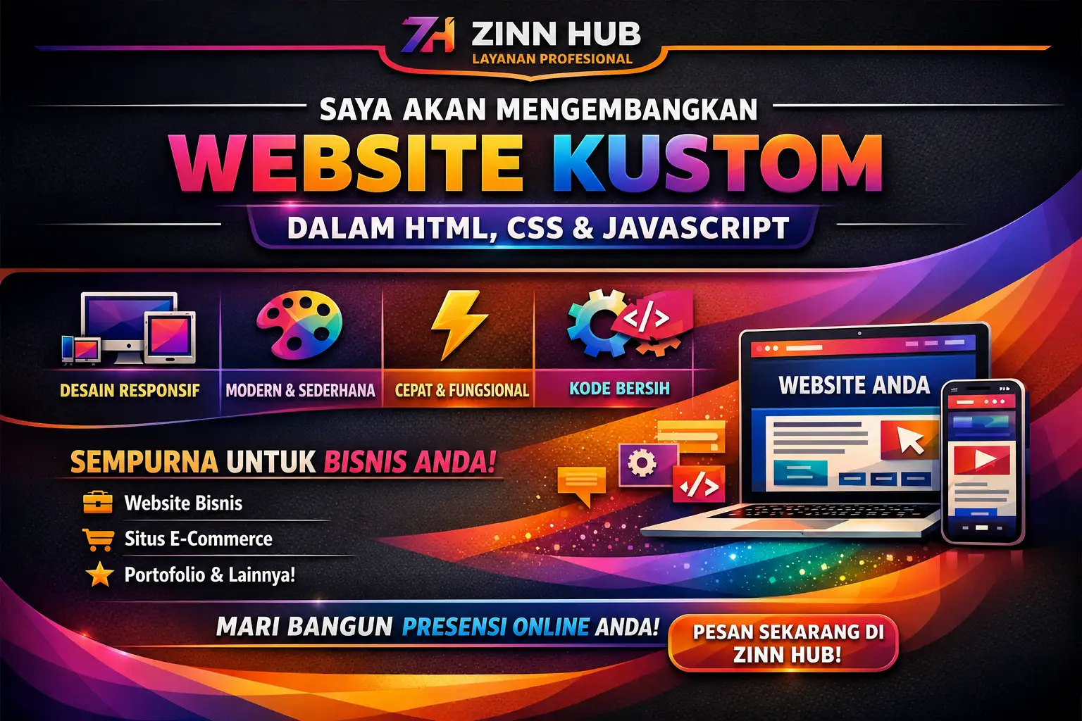 mengembangkan situs web khusus dalam html css js untuk bisnis Anda