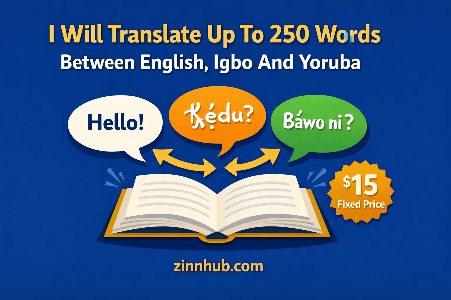 I Will Translate Up To 250 Words Between English, Igbo And Yoruba 1 I Will Translate Up To 250 Words Between English, Igbo And Yoruba — Available On Zinn Hub