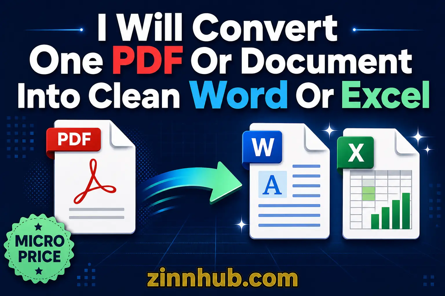 Pretvorit ću jedan PDF ili dokument u čisti Word ili Excel
