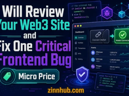 あなたのWeb3サイトをレビューし、重要なフロントエンドのバグを1つ修正します 2 あなたのWeb3サイトをレビューし、重要なフロントエンドのバグを1つ修正します — Zinn Hubで利用可能